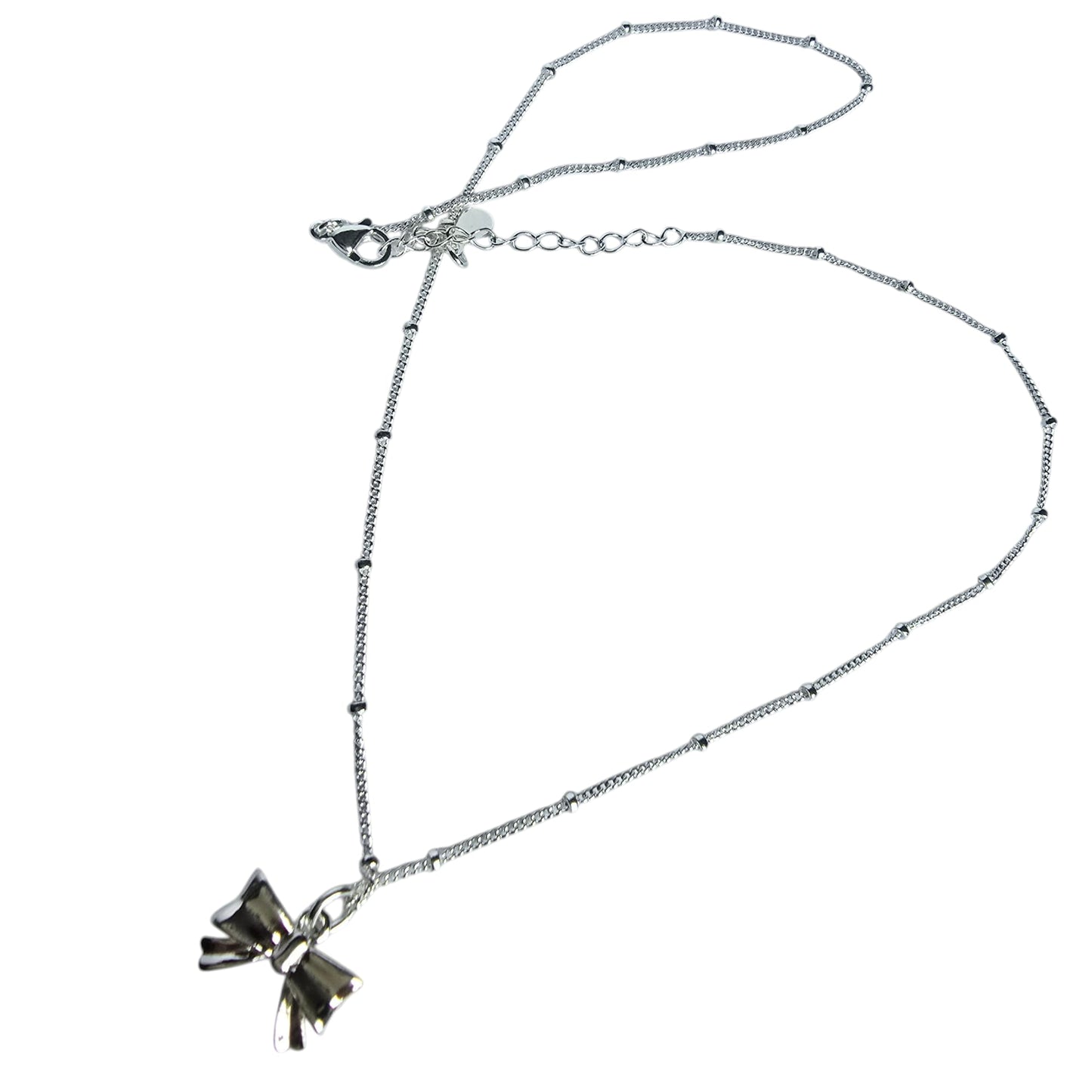 Sterling silver bow charm necklace