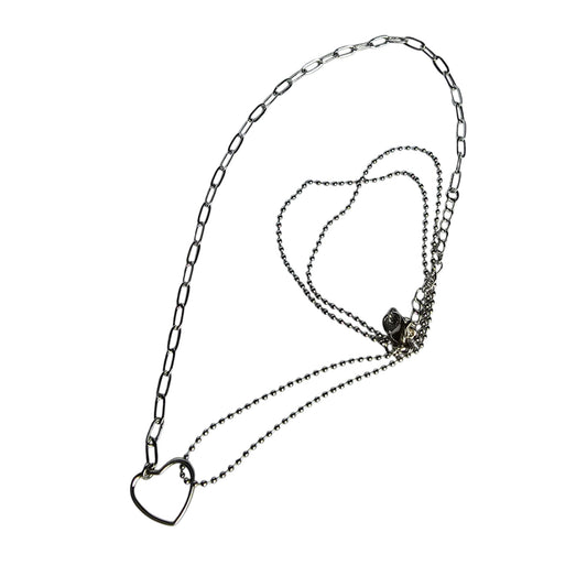 sterling silver double layer heart necklace