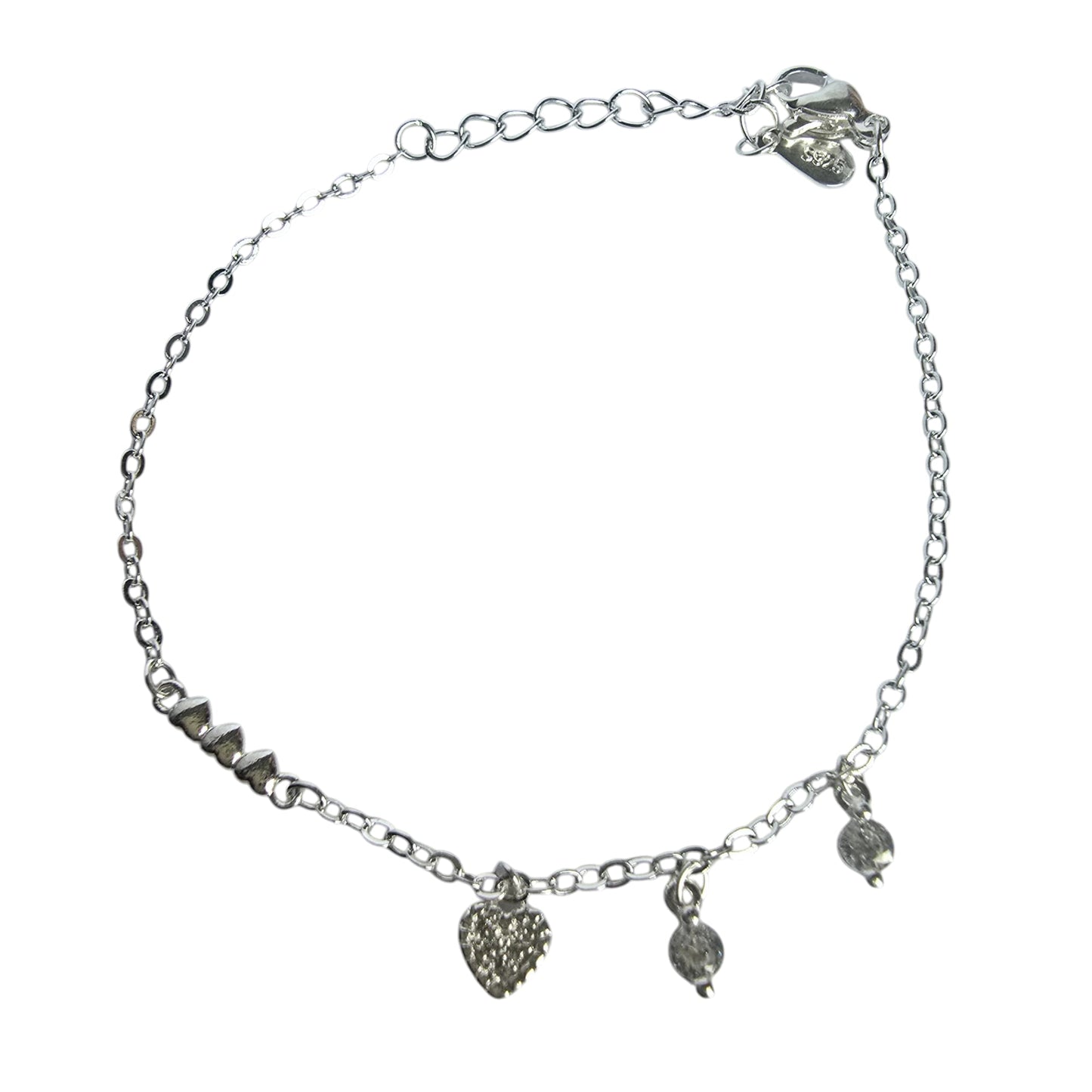 925 Sterling Silver Heart Charm Bracelet