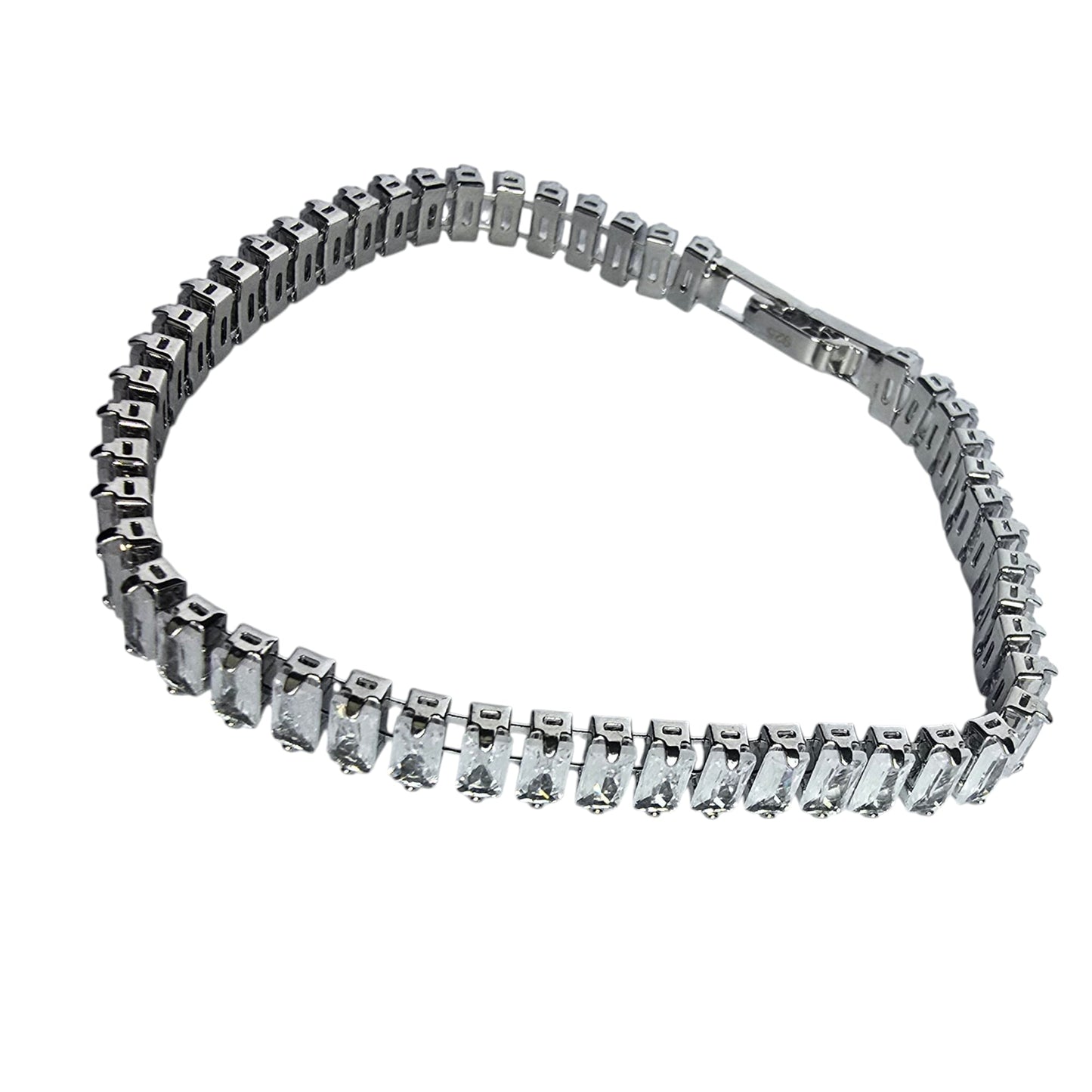Sterling Silver Bracelet with Rhinestones