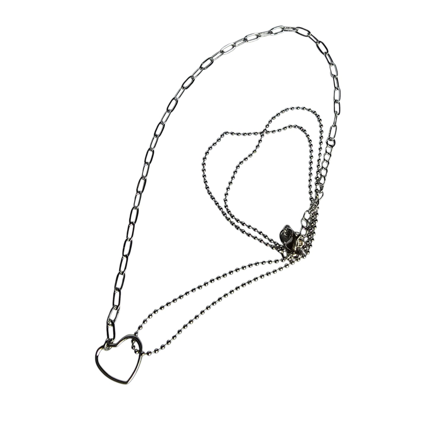 sterling silver double layer heart necklace