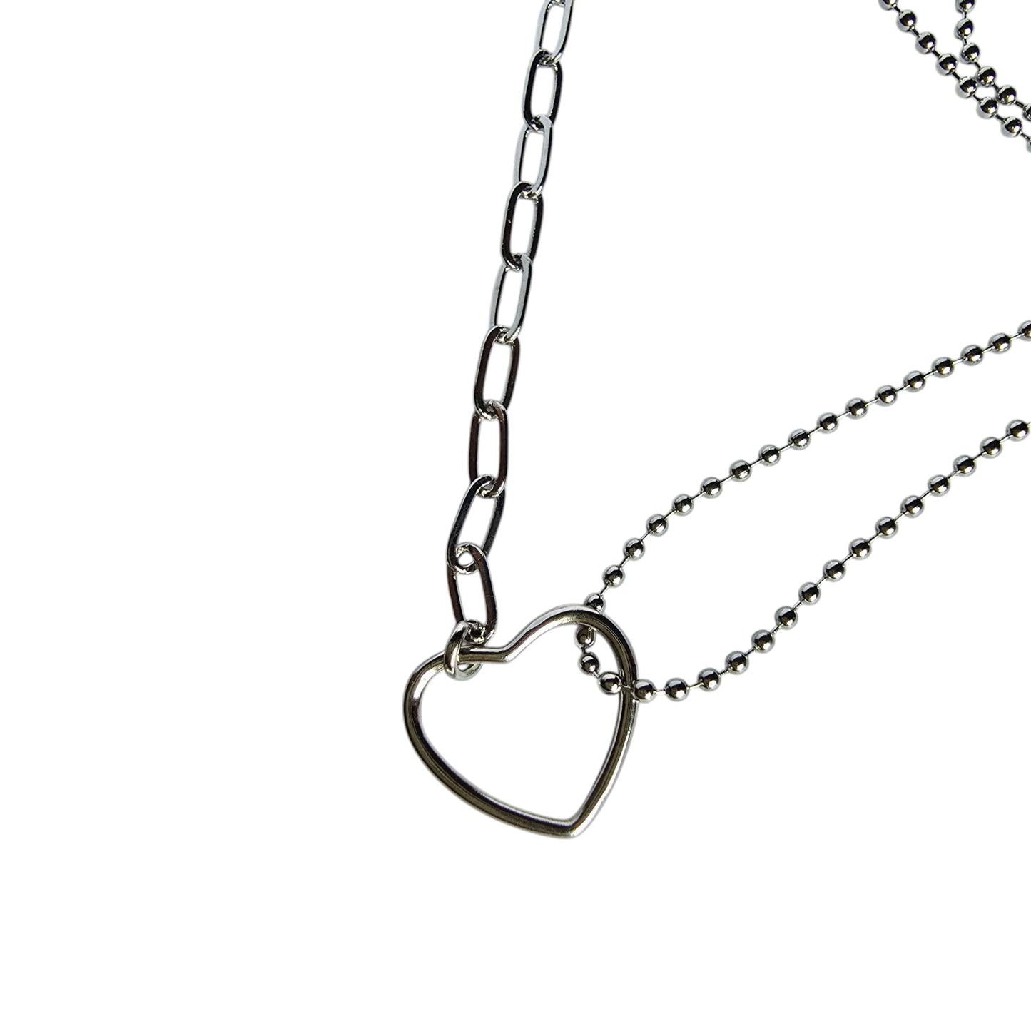 sterling silver double layer heart necklace