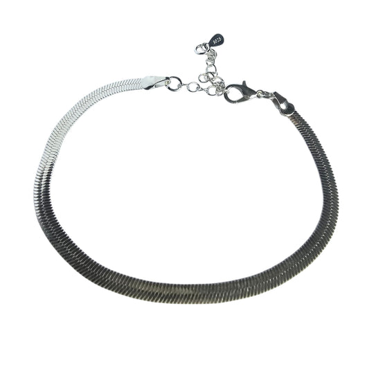 sterling silver flat link bracelet