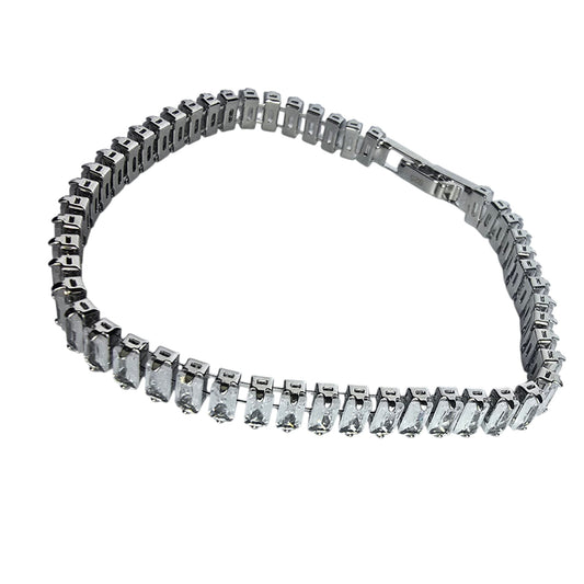 Sterling Silver Bracelet with Rhinestones